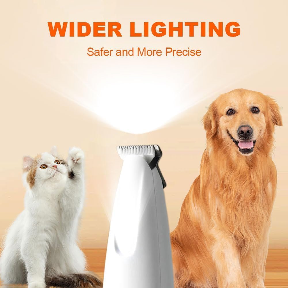Dog Paw Trimmer,Furry Basics Pet Hair Trimmer,Saffory Dog Paw Trimmer with LED Light,Low Noise USB Rechargeable,Waterproof Pet Hair Shaver for Dogs and Cats