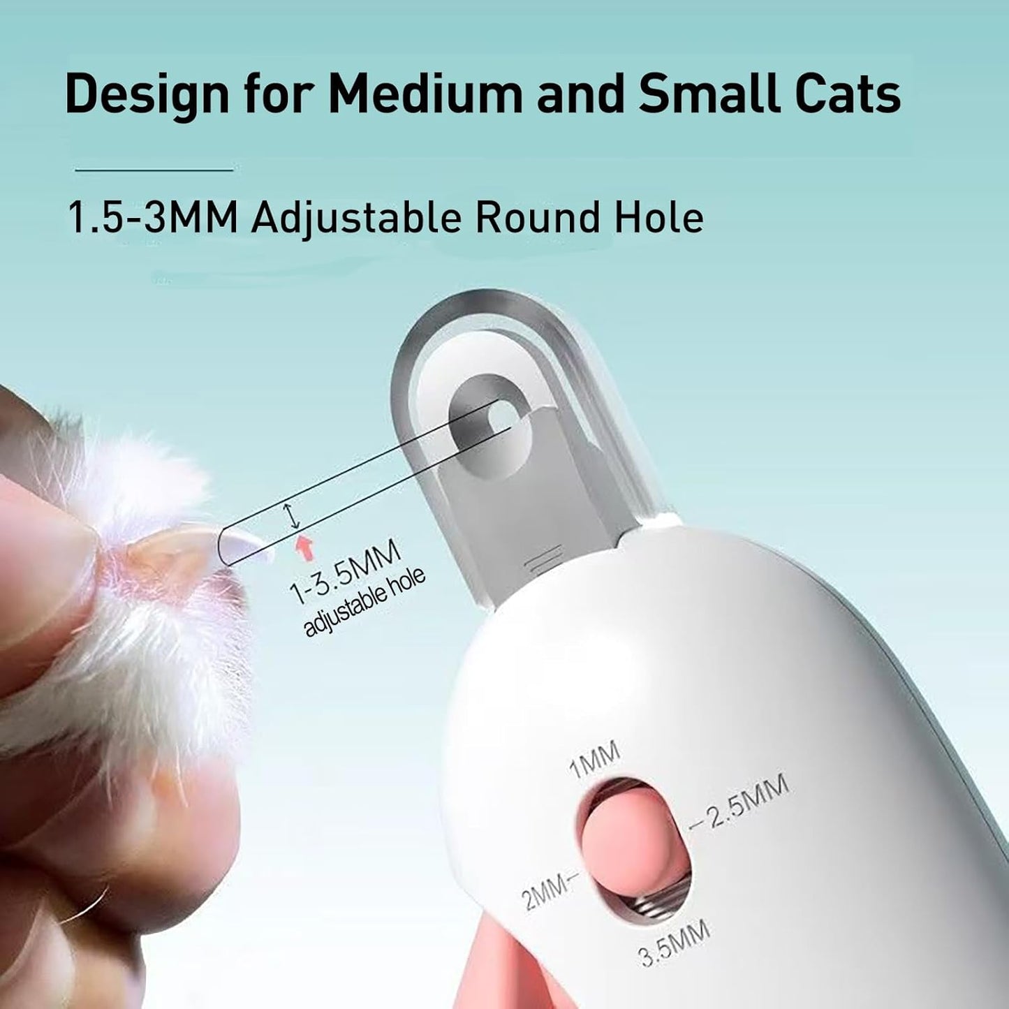 Cat Nail Clipper | Cat Nail Trimmer with Clipping Debris Storage, Adjustable Sizes, Hidden Nail File, Round Hole Blade for Injury-Free Grooming Tool for Pets