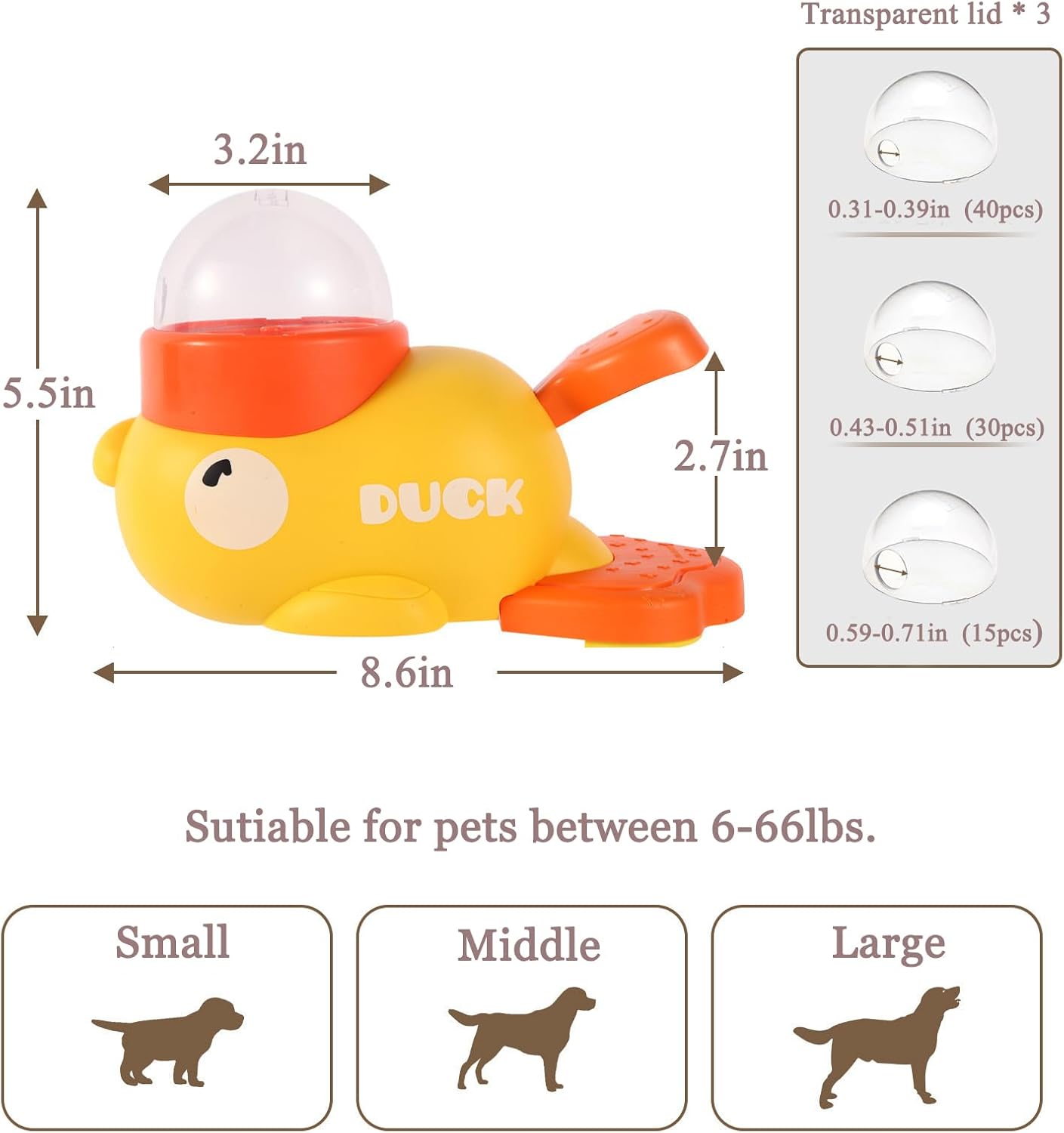 Dog Interactive Treat Dispenser Toy Cat Puzzle Slow Feeder Duck-Shaped Pet Toys for Cat and Dogs Enrichment Training