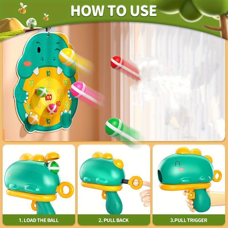 Dinosaur Design Ball Blaster Toy, 1 Box Dinosaur Design Ball Blaster Toy with 12pcs Sticky Ball, Indoor Outdoor Sports Toy for Kids